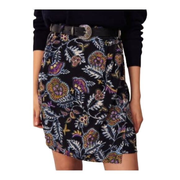 ba&sh skirt Venise paisley wrap black X-Small XS - Picture 1 of 9